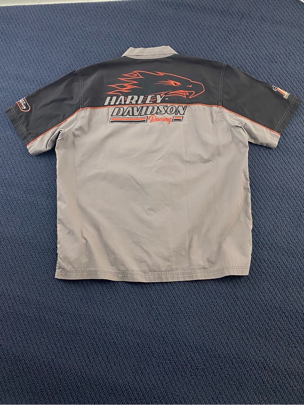 Harley Davidson Biker Embroidered Button-Up Shirt
